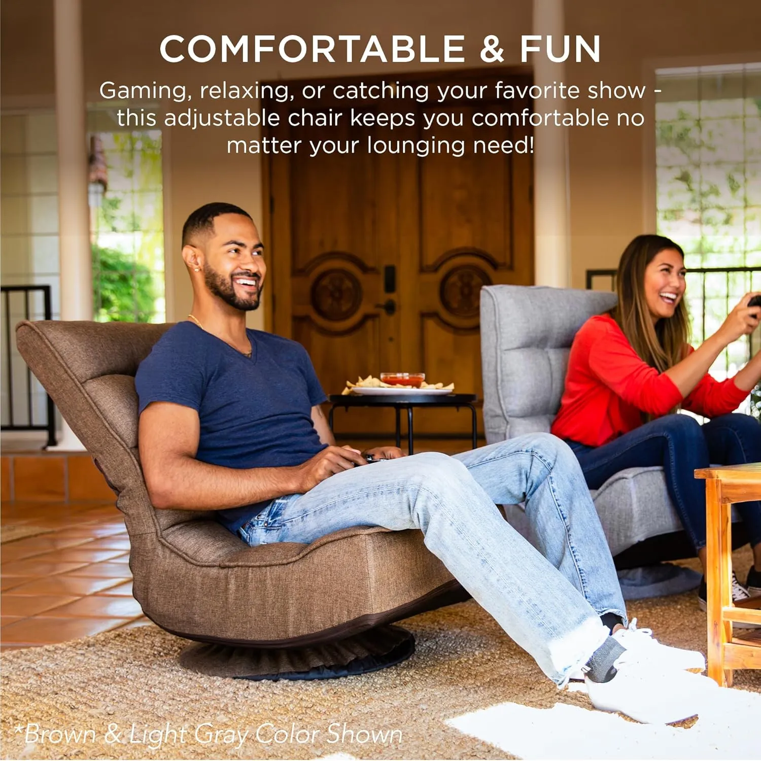 Best Choice Products Reclining Folding Floor Gaming Chair for Home, Office, Lounging, Reading w/ 360-Degree Swivel, 4 Adjustable Positions, Tufted Cushions - Dark Gray