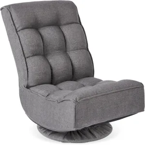 Best Choice Products Reclining Folding Floor Gaming Chair for Home, Office, Lounging, Reading w/ 360-Degree Swivel, 4 Adjustable Positions, Tufted Cushions - Dark Gray