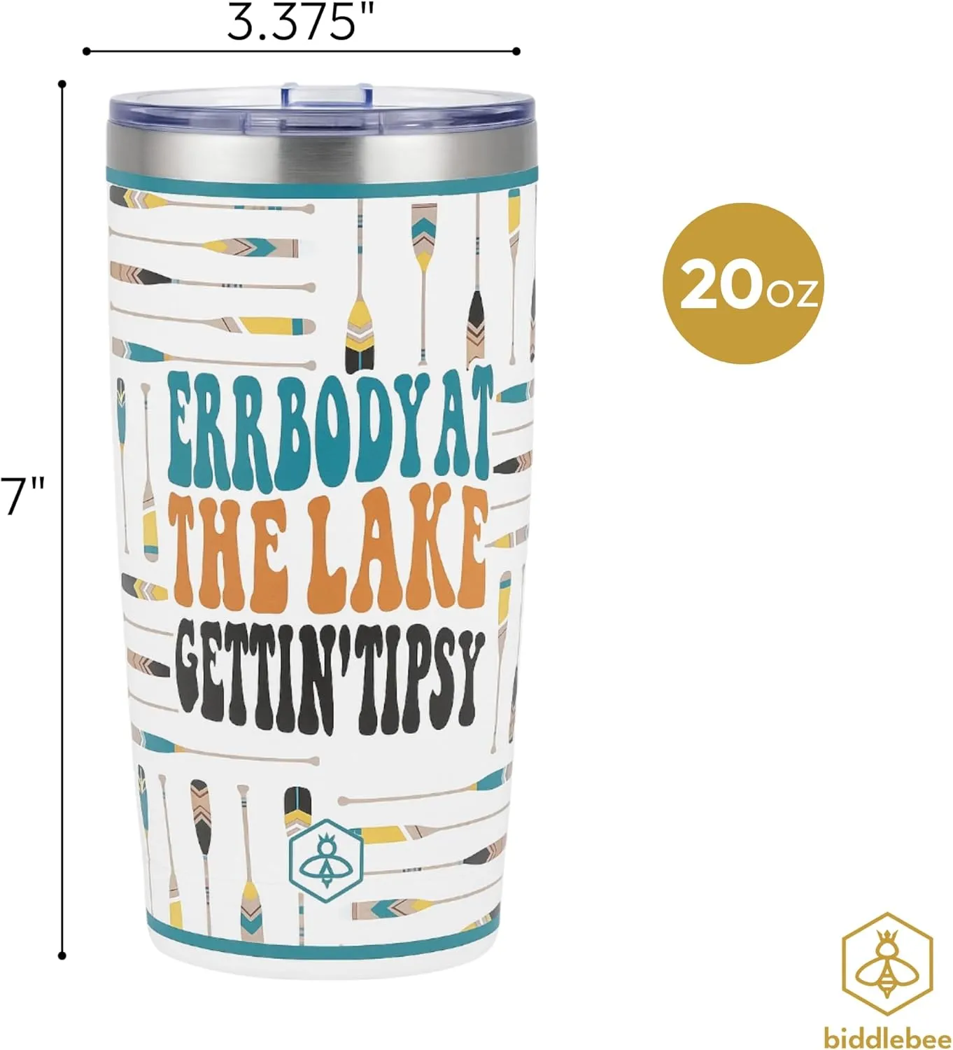 Biddlebee 20oz Insulated Coffee Tumbler – Leakproof, BPA-Free Stainless Steel Cup for Hot & Cold Drinks – Travel Mug, Birthday Gift for Women, Mom, Best Friend (Errbody at the Lake)
