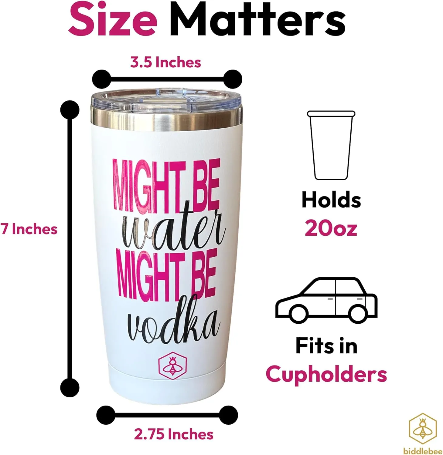 Biddlebee 20oz Insulated Coffee Tumbler – Leakproof, BPA-Free Stainless Steel Cup for Hot & Cold Drinks – Travel Mug, Birthday Gift for Women, Mom, Best Friend (Might Be Vodka)