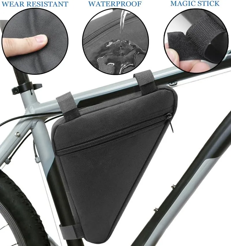 Bike Frame Bag for Cannondale Trail 2017, Bicycle Triangle Pouch, Bike Frame Triangle Travel Storage Bag, Riding Accessories, for Mountain Road Bike Trip,A Black