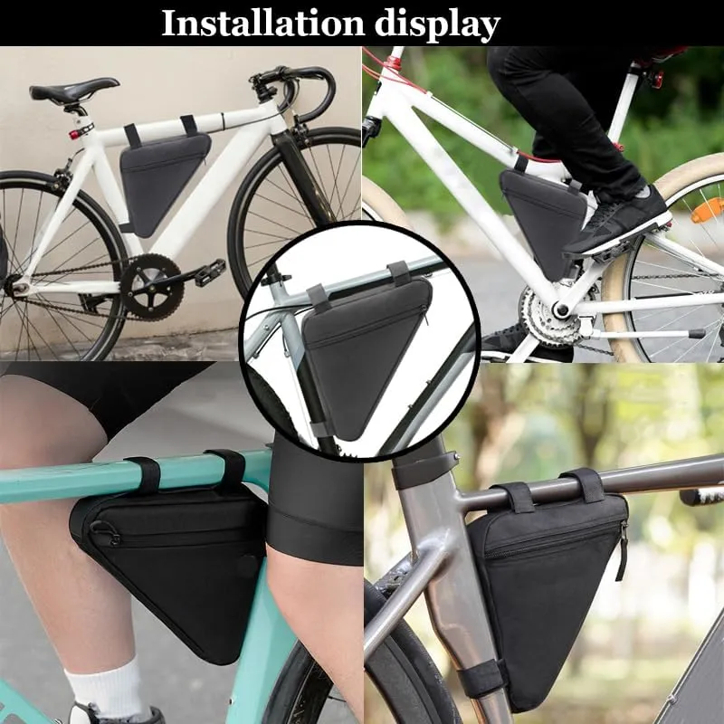 Bike Frame Bag for Cannondale Trail 2017, Bicycle Triangle Pouch, Bike Frame Triangle Travel Storage Bag, Riding Accessories, for Mountain Road Bike Trip,A Black
