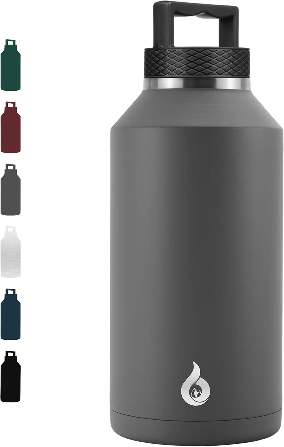BJPKPK Half Gallon Water Bottle Insulated, Dishwasher Safe 64 oz Water Bottle with Handle, Leakproof BPA Free Water Jug, Large Stainless Steel Thermos for Sports, Grey