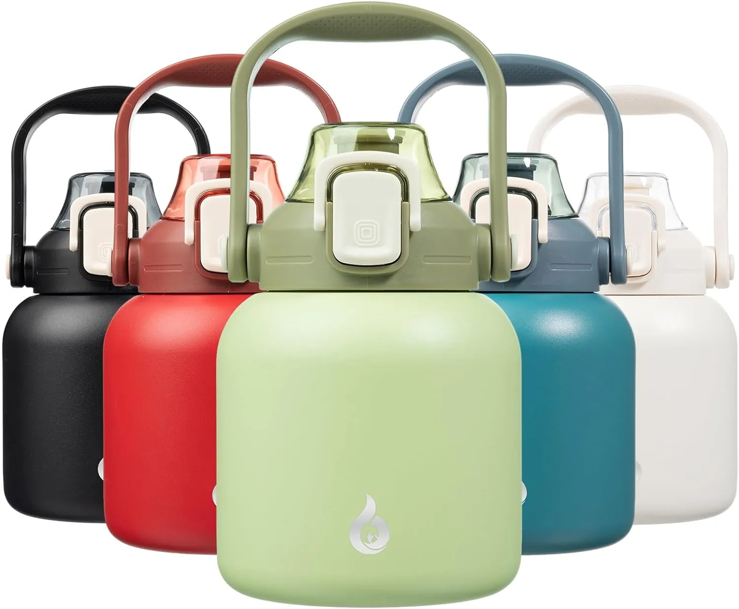 BJPKPK Insulated Water Bottles with Straw, 27 oz Cute Water Bottles with Handle, BPA Free Stainless Steel Metal Thermos, Easy Carry Thermos for Men & Women, Light Green