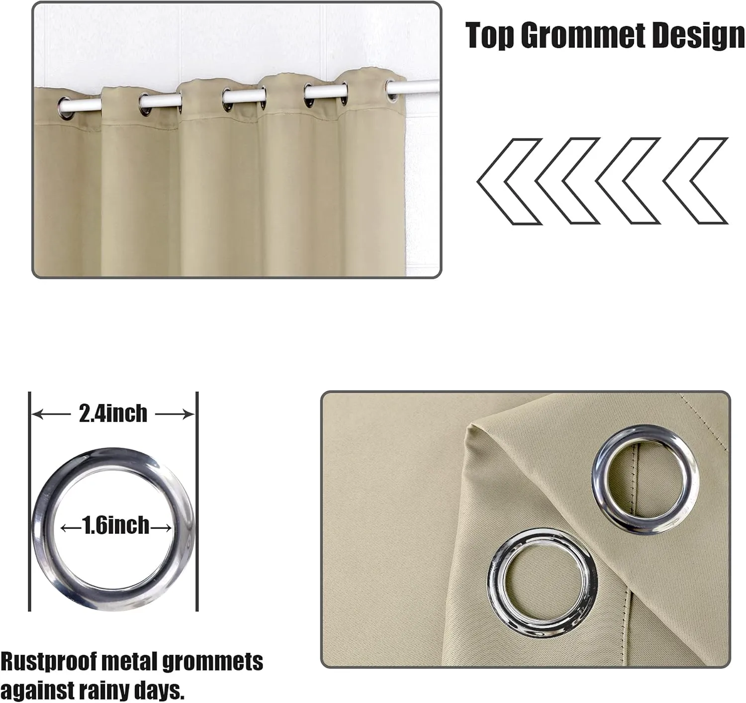BONZER Waterproof Outdoor Curtains for Patio Gazebo Pergola Balcony - Thermal Insulated Sunlight Blocking Grommet Blackout Curtains for Bedroom Living Room,1 Panel, 52W x 108L inch, Cream