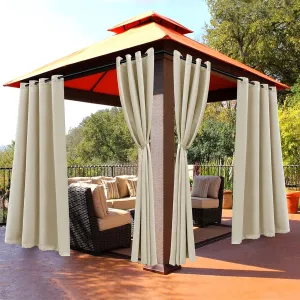BONZER Waterproof Outdoor Curtains for Patio Gazebo Pergola Balcony - Thermal Insulated Sunlight Blocking Grommet Blackout Curtains for Bedroom Living Room,1 Panel, 52W x 108L inch, Cream