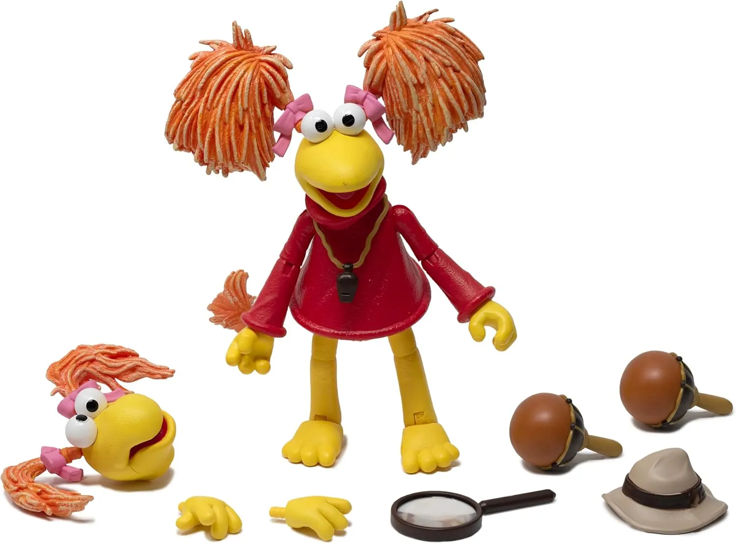 Boss Fight Studio Red, Fraggle Rock Collectible Action Figure – Highly Articulated Figurine - Accessories Including Hat, Magnifying Glass, Whistle, Maracas, Interchangeable Hands & Expression – 1:12