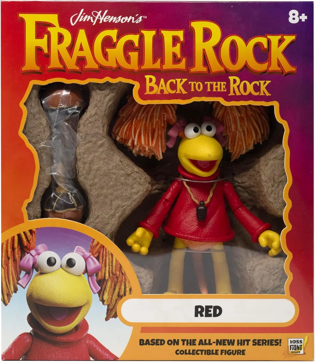 Boss Fight Studio Red, Fraggle Rock Collectible Action Figure – Highly Articulated Figurine - Accessories Including Hat, Magnifying Glass, Whistle, Maracas, Interchangeable Hands & Expression – 1:12