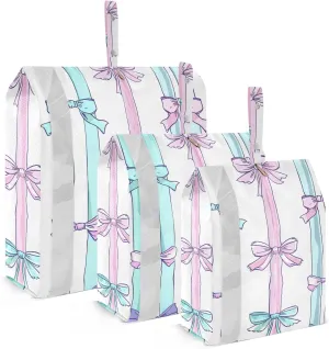 Bowknot Seamless Pattern Travel Storage Bag with Lanyard - Portable Lightweight Classified Storage Bag with Zipper, Dust and Waterproof Travel Packing Cube for Suitcase,3 Pieces