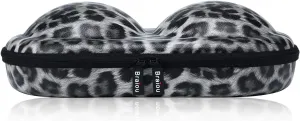 Bra Case Premium Lingerie Travel Bag Leopard Print Underwear Organizer Bag for A-C Cup (Grey)