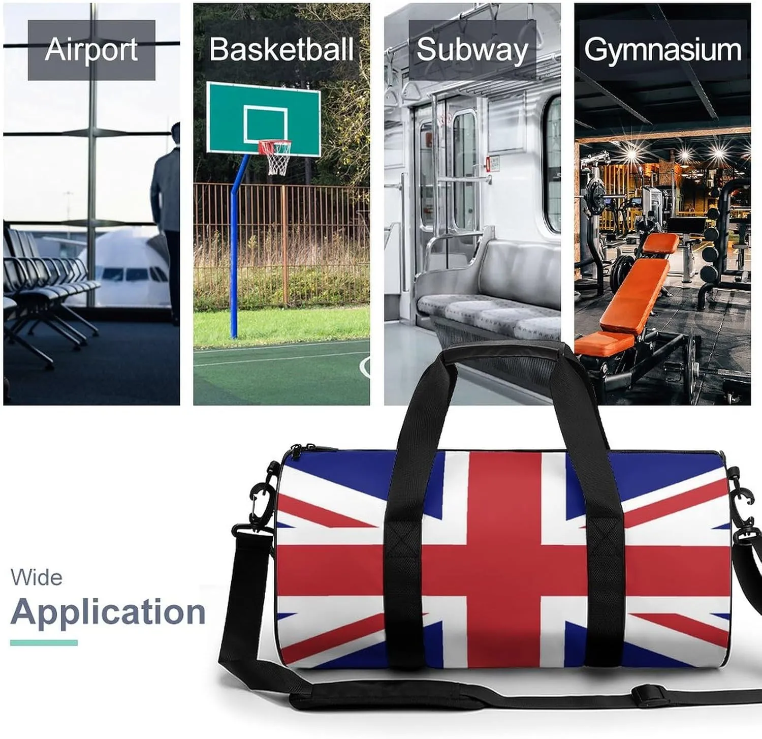British Flag Large Duffel Bag Dry Wet Separation for Men Women Sports Travel Tote