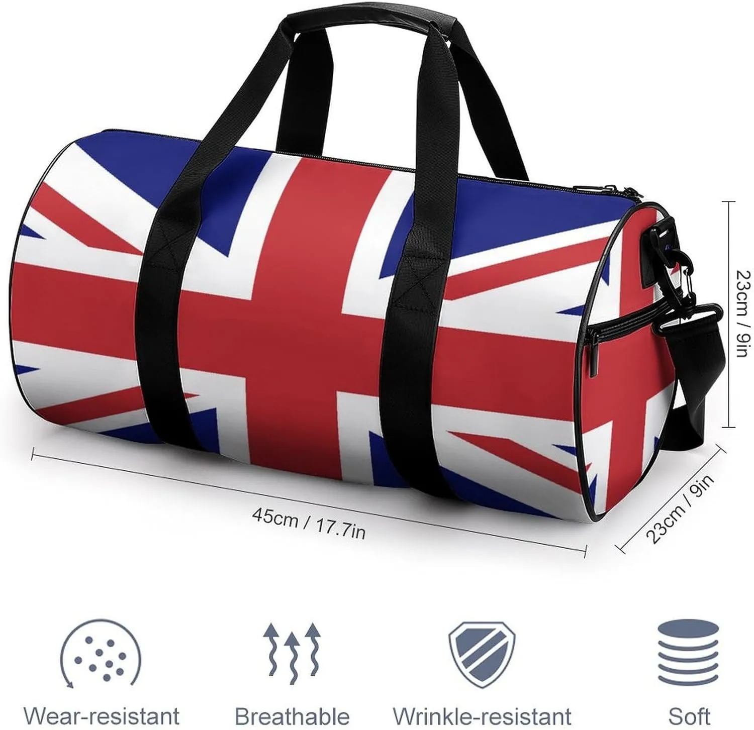 British Flag Large Duffel Bag Dry Wet Separation for Men Women Sports Travel Tote