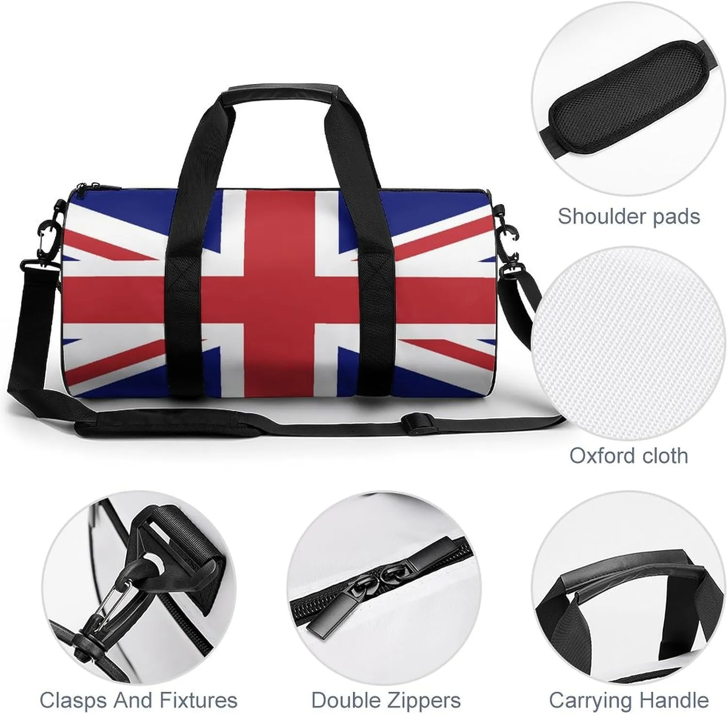 British Flag Large Duffel Bag Dry Wet Separation for Men Women Sports Travel Tote