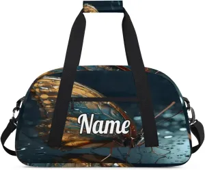 Butterfly Wings Personalized Kids Gym Bag Custom Dance Bag with Name Sport Duffel Bag for Girls Boys Weekender Overnight Travel Bag
