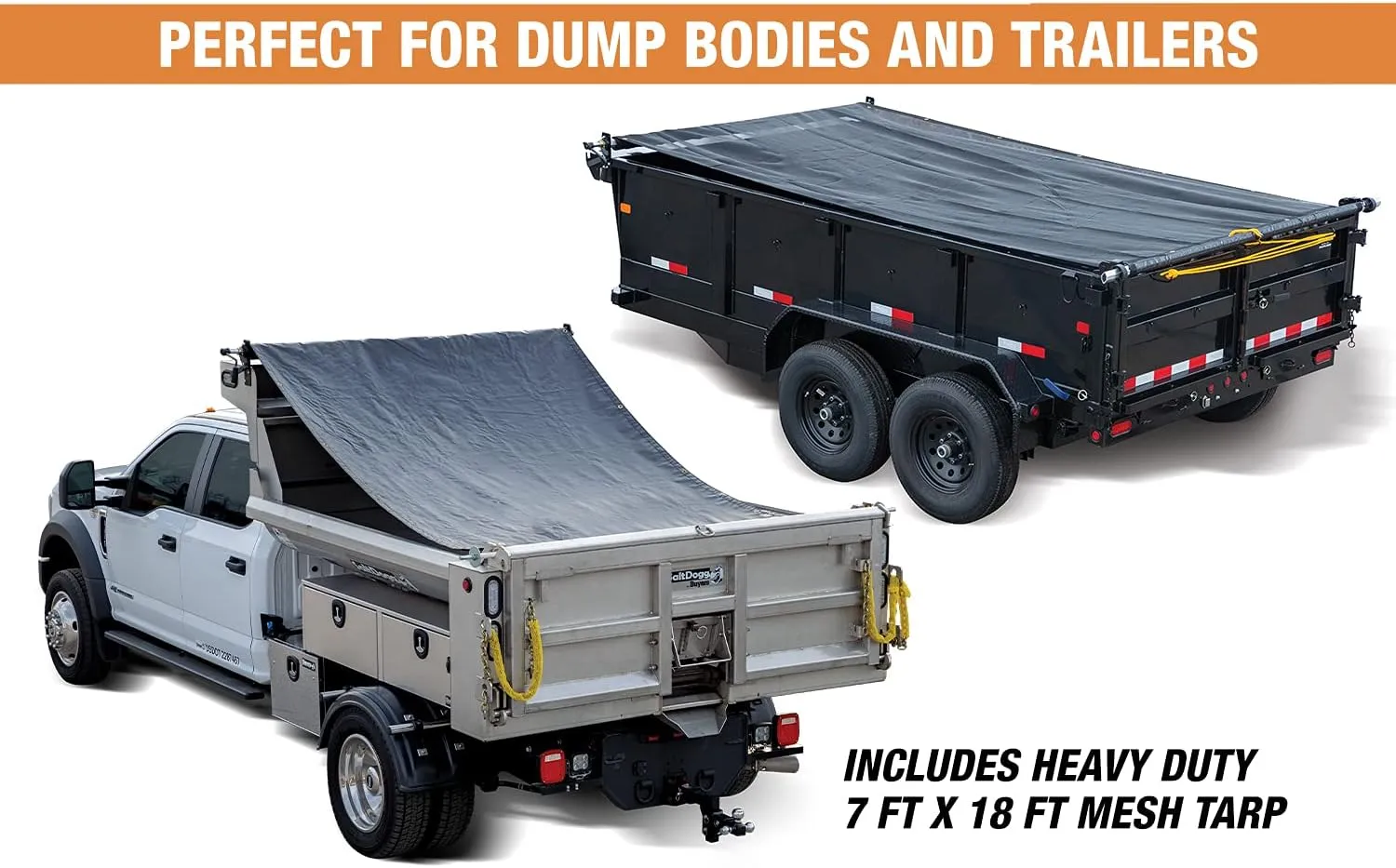 Buyers Products DTR7018 Manual Alumium Tarp System, 7 FT x 18 FT Mesh Tarp, Without Deflector, Dump Body Tarp Kit, Dump Trailer Accessories, Dump Body Accessories, Black