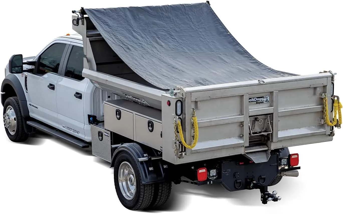 Buyers Products DTR7018 Manual Alumium Tarp System, 7 FT x 18 FT Mesh Tarp, Without Deflector, Dump Body Tarp Kit, Dump Trailer Accessories, Dump Body Accessories, Black