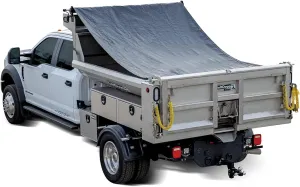 Buyers Products DTR7018 Manual Alumium Tarp System, 7 FT x 18 FT Mesh Tarp, Without Deflector, Dump Body Tarp Kit, Dump Trailer Accessories, Dump Body Accessories, Black