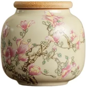 Caddy Ru Kiln Loose Tea Storage Jar Ceramic Tea Containers with Lid, Small Tea Coffee Sugar Storage Organizer Storage