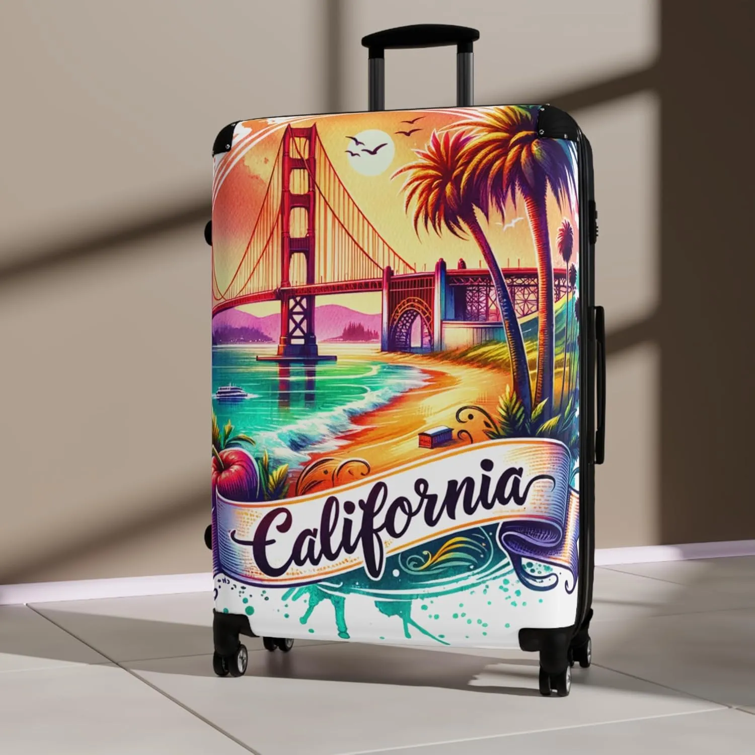 California Vacation Suitcase | Travel Bag for Beach Lovers | Luggage for Adventurers, Summer Travels, Gift for Travelers