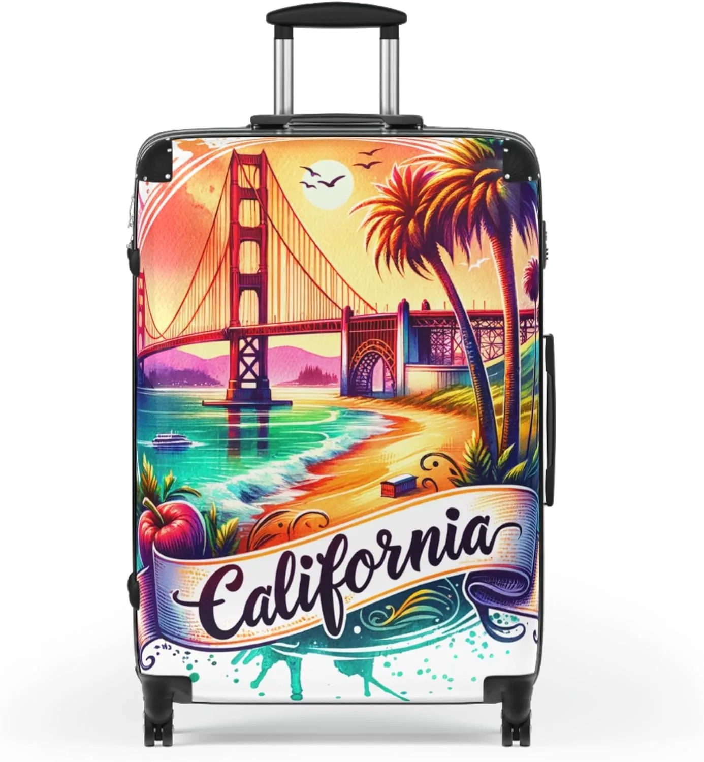 California Vacation Suitcase | Travel Bag for Beach Lovers | Luggage for Adventurers, Summer Travels, Gift for Travelers