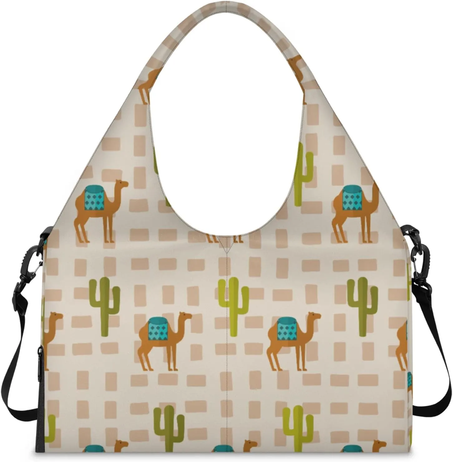 Camel Brown Background Gym Bag Yoga Mat Tote for Women with Shoes Compartment Lightweight Duffle Travel Carrier Wet Dry Storage Pockets Adjustable Pilates Mats Shoulder Bags for Sport Swim