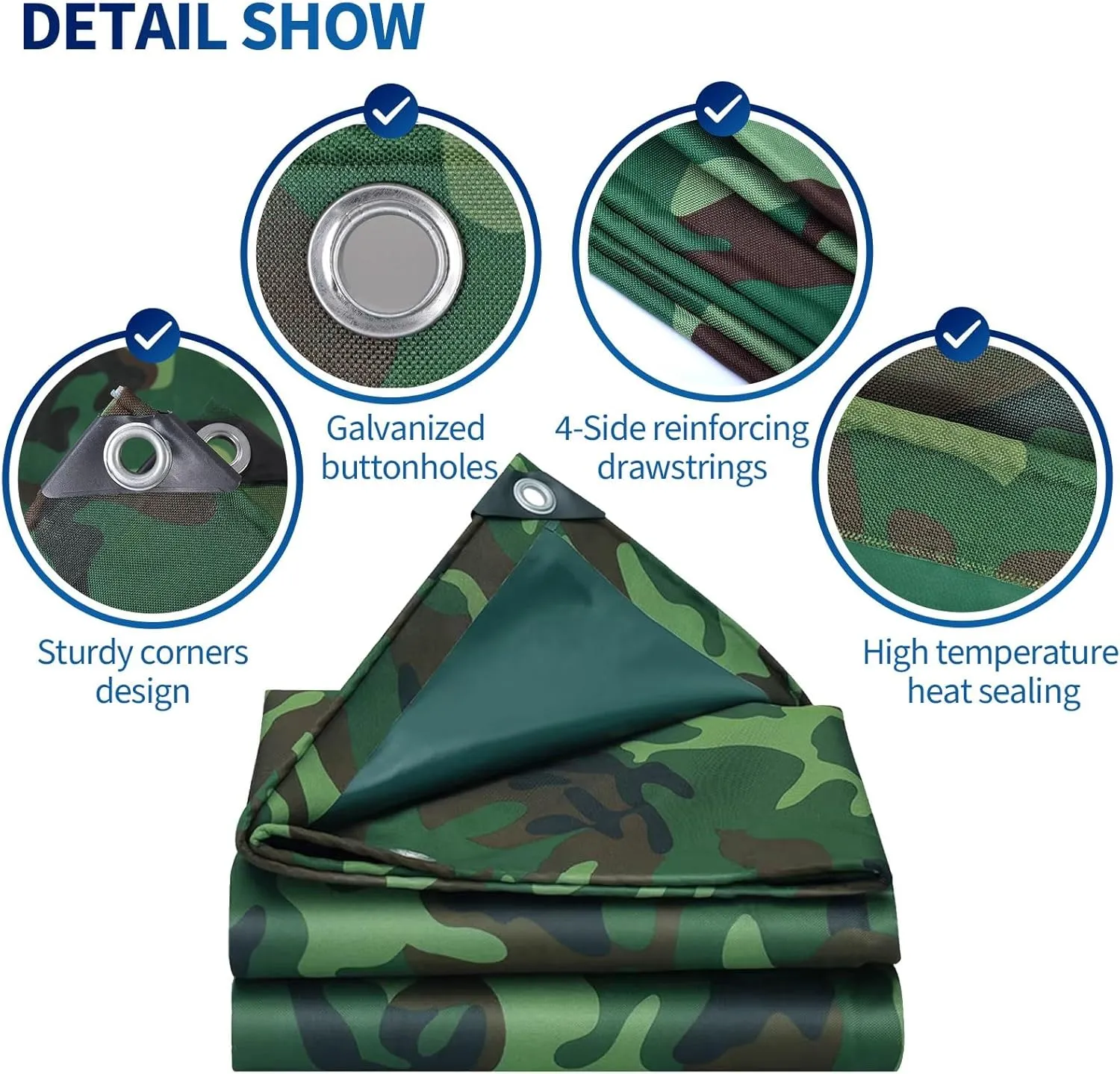Camping Tarp, Green Camouflage 450g/m² Heavy Duty Tarps Cover Sheet, 0.4mm Thick Oxford Canvas Tarp for Garden Furniture Shed Outdoor Camping Chicken Shed(1x1.5m)