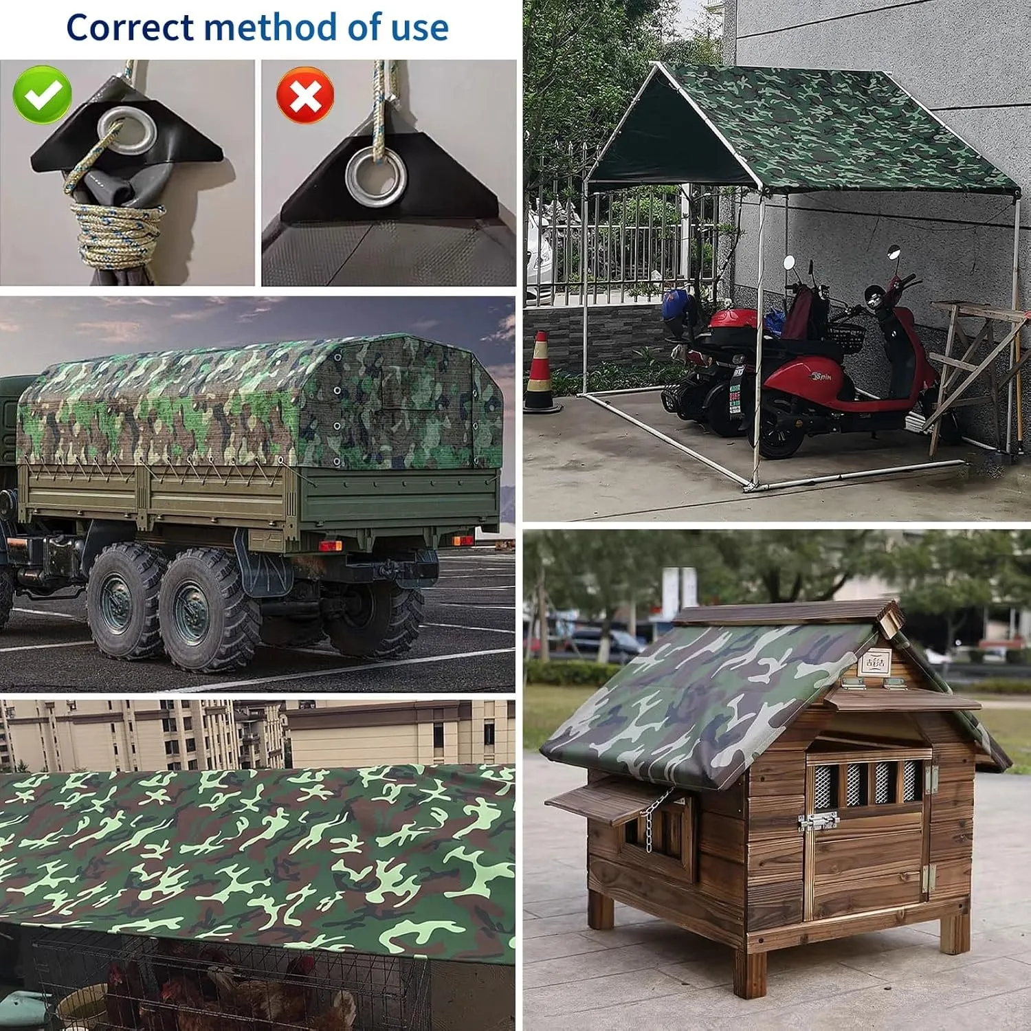 Camping Tarp, Green Camouflage 450g/m² Heavy Duty Tarps Cover Sheet, 0.4mm Thick Oxford Canvas Tarp for Garden Furniture Shed Outdoor Camping Chicken Shed(1x1.5m)