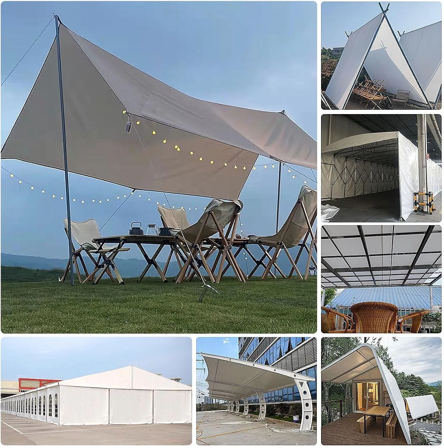 Camping Tarp, White Sheet 500g/m² Heavy Duty Tarp Cover Suitable for Reinforced Edges of Roofs, Camping, Patios, Swimming Pools, Boats Cover(5x5m)