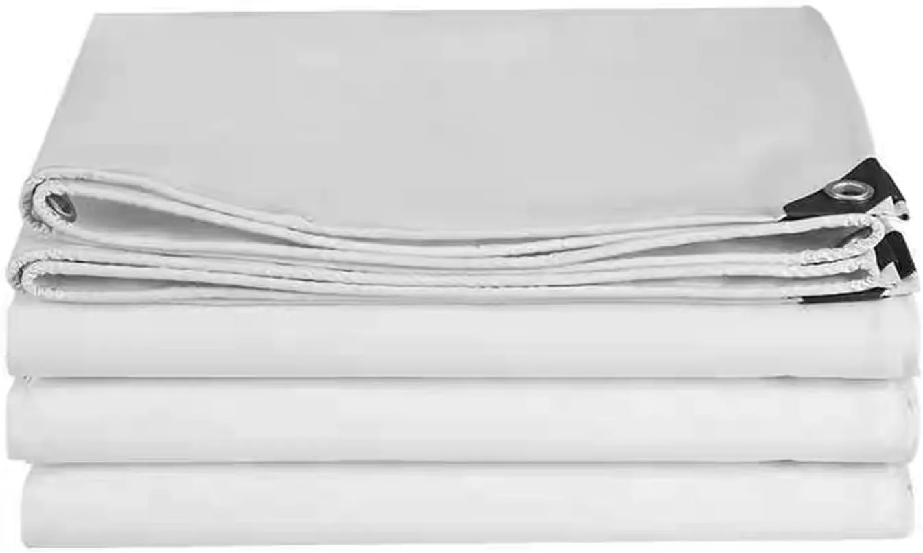 Camping Tarp, White Sheet 500g/m² Heavy Duty Tarp Cover Suitable for Reinforced Edges of Roofs, Camping, Patios, Swimming Pools, Boats Cover(5x5m)