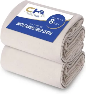 Canvas Painters Drop Cloth (Size 9 x 12 Feet - Pack of 2) - Pure Cotton Paint Drop Cloth for Painting, Curtains, Furniture & Floor Protection - All Purpose Thick Canvas tarp with Double Stitched Edges