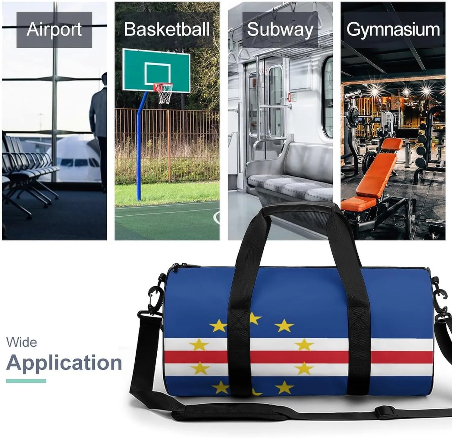 Cape Verde Flag Travel Gym Duffel Bag for Women Men Dry Wet Separation Carry On Weekender