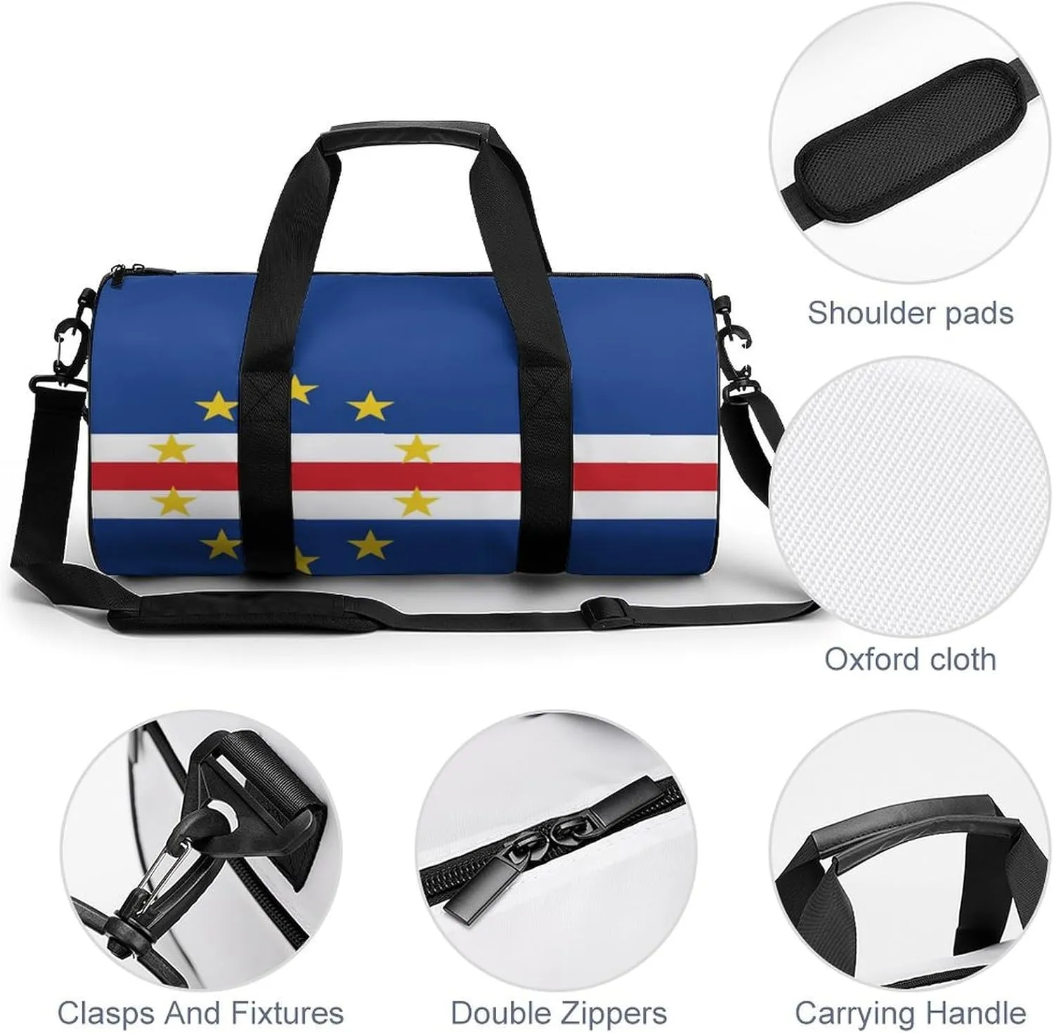 Cape Verde Flag Travel Gym Duffel Bag for Women Men Dry Wet Separation Carry On Weekender