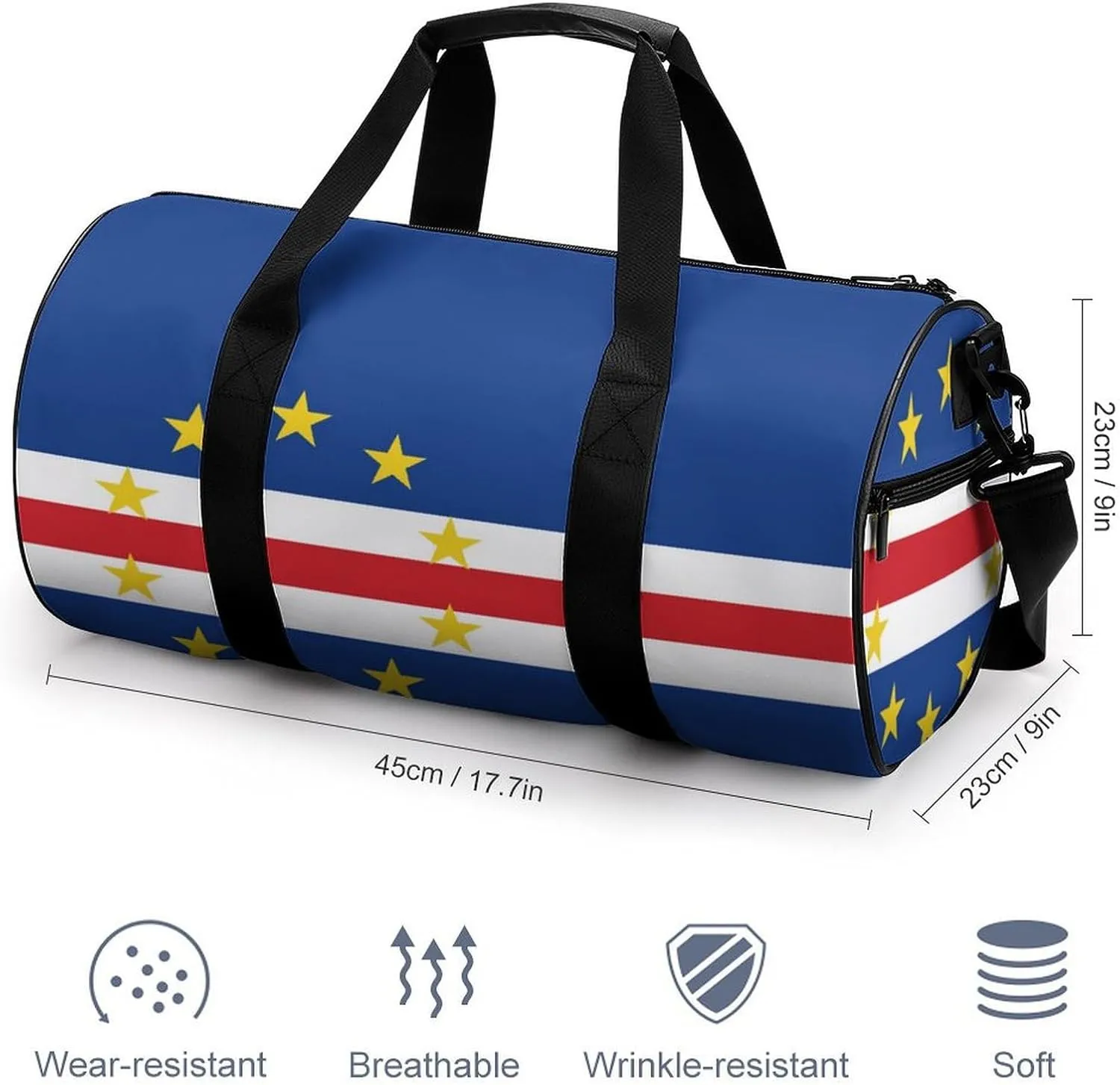 Cape Verde Flag Travel Gym Duffel Bag for Women Men Dry Wet Separation Carry On Weekender