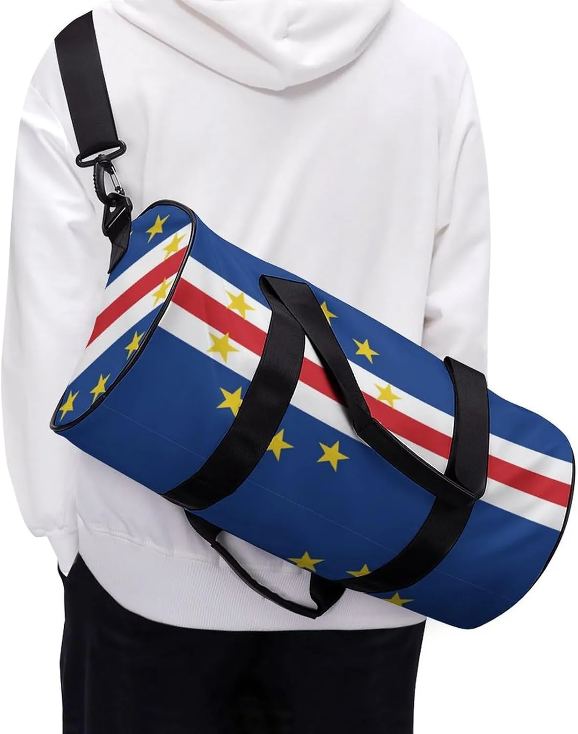 Cape Verde Flag Travel Gym Duffel Bag for Women Men Dry Wet Separation Carry On Weekender