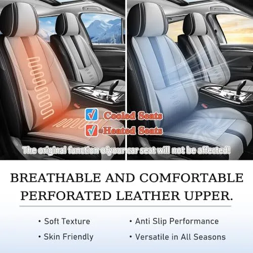 Car Seat Covers Fit for Jeep Wagoneer 2022-2024 2025,Front Set Leather Seat Cover,Airbag Compatible Car Seat Cushions,Waterproof Seat Covers for Cars(with Pillows,Grey-Black)