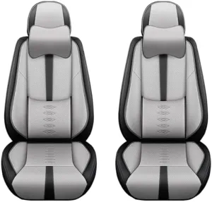 Car Seat Covers Fit for Jeep Wagoneer 2022-2024 2025,Front Set Leather Seat Cover,Airbag Compatible Car Seat Cushions,Waterproof Seat Covers for Cars(with Pillows,Grey-Black)