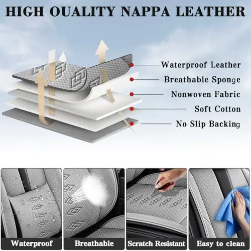 Car Seat Covers Fit for Jeep Wagoneer 2022-2024 2025,Front Set Leather Seat Cover,Airbag Compatible Car Seat Cushions,Waterproof Seat Covers for Cars(with Pillows,Grey-Black)