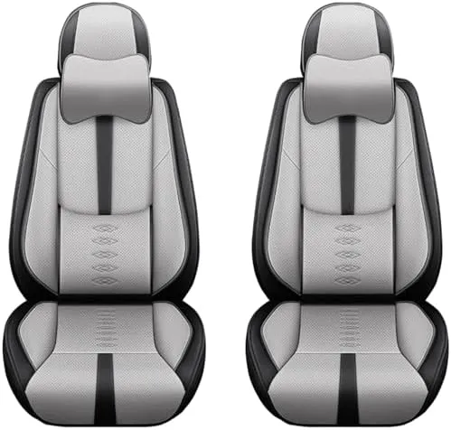 Car Seat Covers Fit for Jeep Wagoneer 2022-2024 2025,Front Set Leather Seat Cover,Airbag Compatible Car Seat Cushions,Waterproof Seat Covers for Cars(with Pillows,Grey-Black)