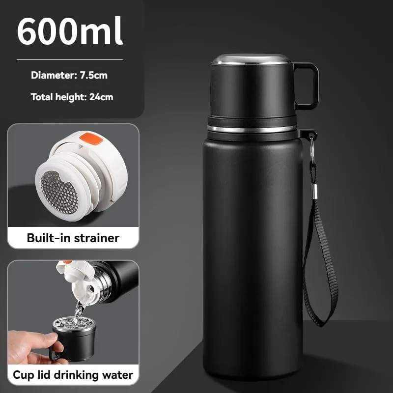 Car Vacuum Insulated Stainless Steel Water Bottle For Mazda Biante 2008-2018,Thermos Mug Leak Proof Insulated Water Bottle Reusable Water Bottle Travel Mug Thermo Mug,Black-600ml