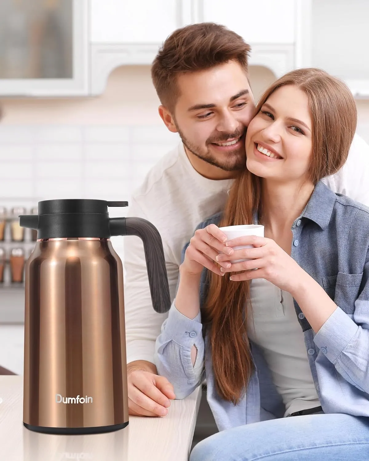Carafes for Hot Liquids 70 oz - 12 Hour Hot Stainless Steel Thermal Coffee Carafe-Insulated Coffee Carafes For Keeping Hot/Cold Coffee, Tea, Water, Drink Dispenser for Parties(Gold)