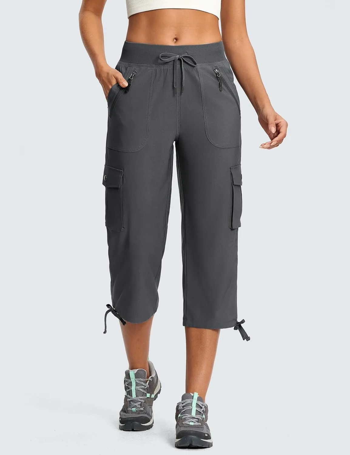 Cargo Capri Pants for Women Lightweight Quick Dry UPF 50  Summer Capris with 8 Pockets for Hiking Travel Casual