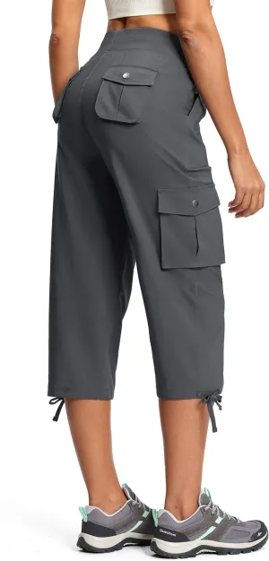 Cargo Capri Pants for Women Lightweight Quick Dry UPF 50  Summer Capris with 8 Pockets for Hiking Travel Casual