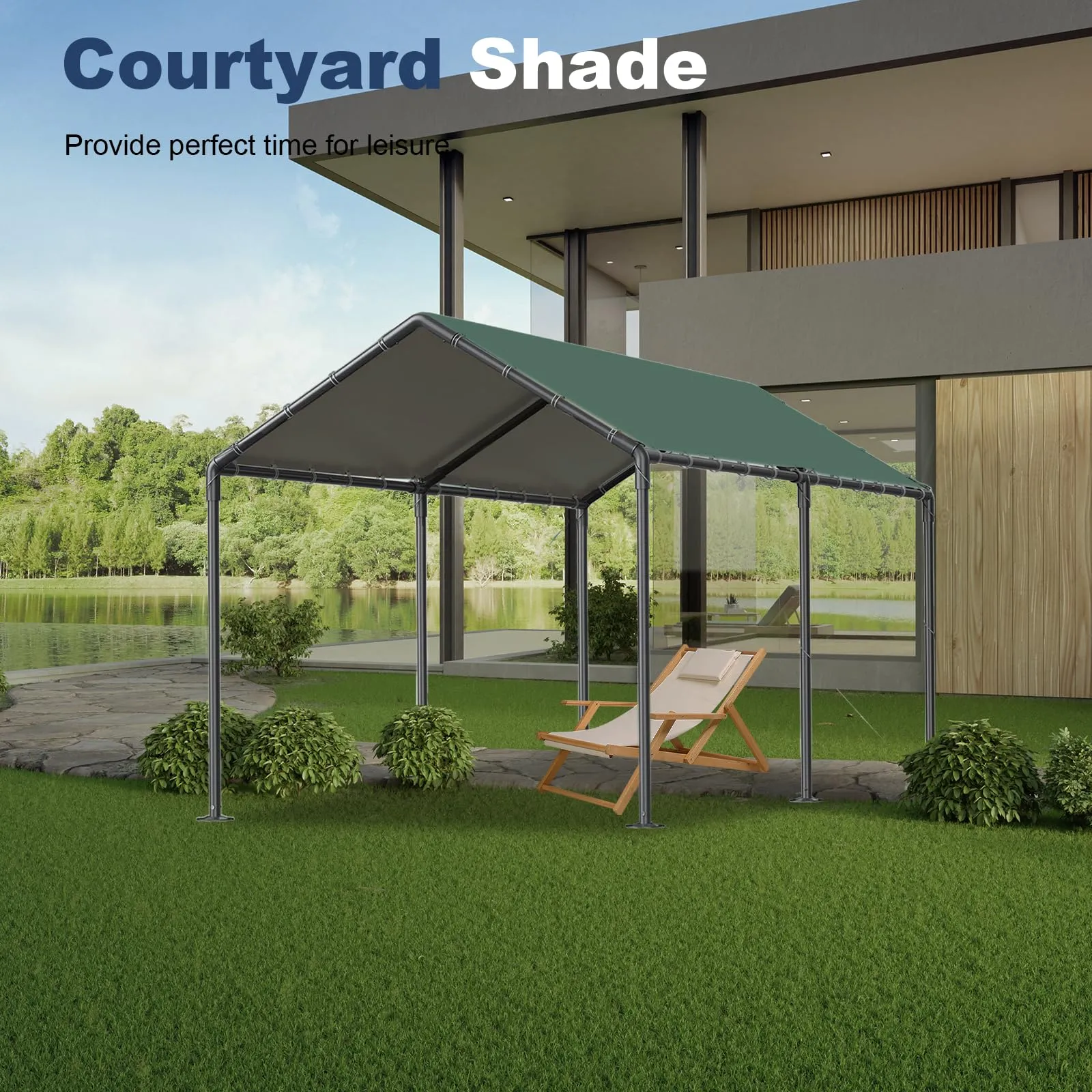 Carport 10x20ft Heavy Duty Car Tent, Portable Garage, Car Shelter, All-Season Tarp Tent for Car, Party，Green