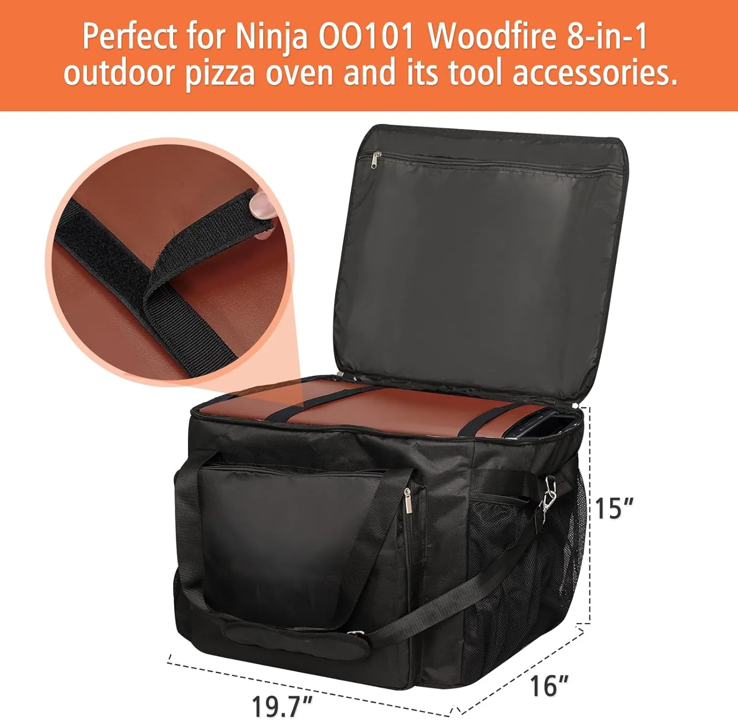 Carry Bag for Ninja Woodfire Outdoor Oven OO101, Waterproof Padded Carry case for Ninja Pizza Oven, Outdoor Oven Case with Muti-Pockets for Pizza Oven Accessories