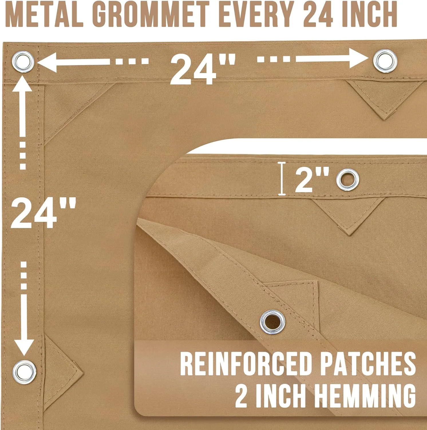 CARTMAN Finished Size 6x8 Feet Tan Canvas Tarp with Rustproof Grommets, 12 Oz Heavy Duty Multipurpose Tarpaulin Cover for Canopy Tent, Roof, Camping, Woodpile
