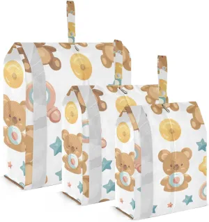 Cartoon Bear Travel Storage Bag with Lanyard - Portable Lightweight Classified Storage Bag with Zipper, Dust and Waterproof Travel Packing Cube for Suitcase,3 Pieces