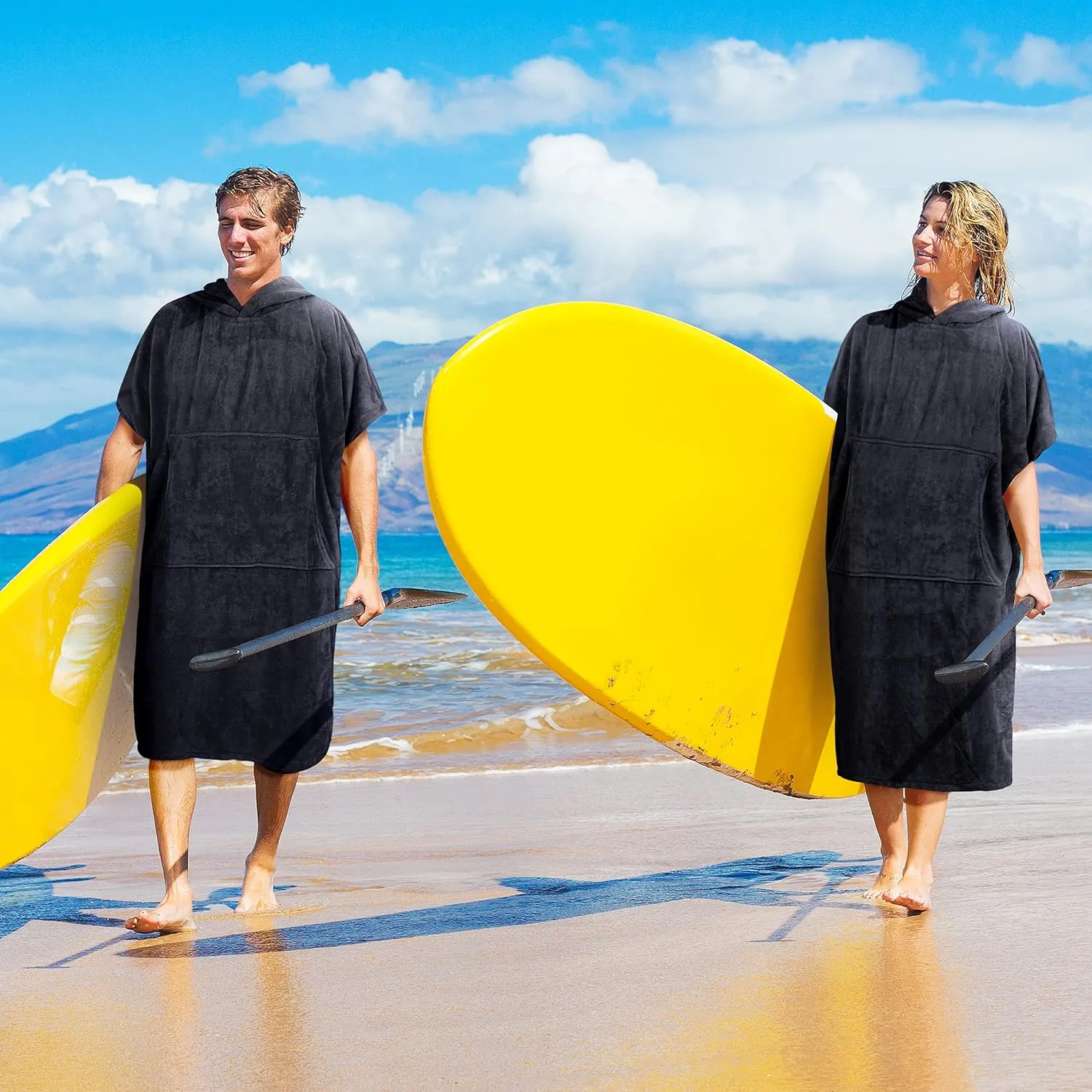 Catalonia Absorbent Surf Poncho Men Women, Quick Dry Towel Changing Poncho, Hooded Towel Poncho Adult, Changing Robe for Beach Surfing Swimming