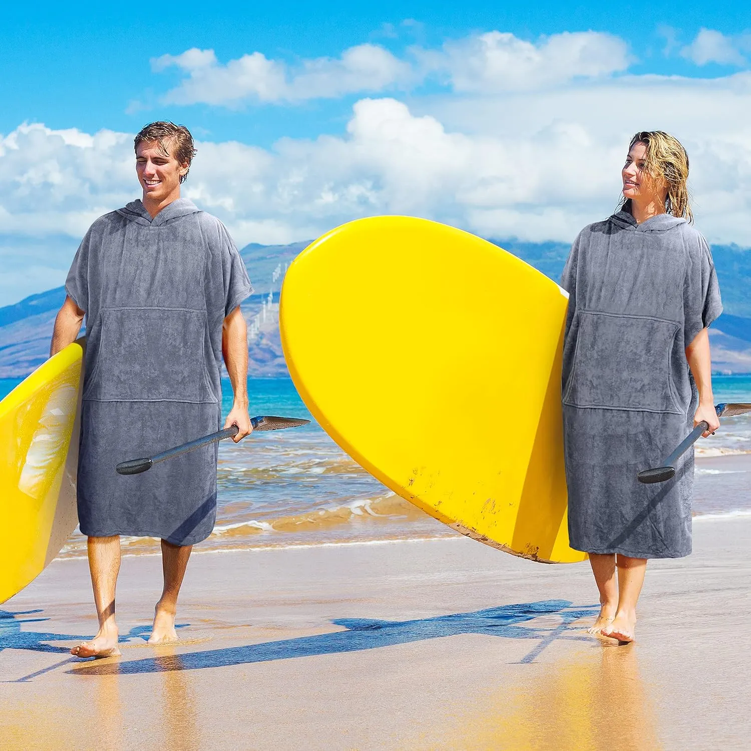 Catalonia Absorbent Surf Poncho Men Women, Quick Dry Towel Changing Poncho, Hooded Towel Poncho Adult, Changing Robe for Beach Surfing Swimming