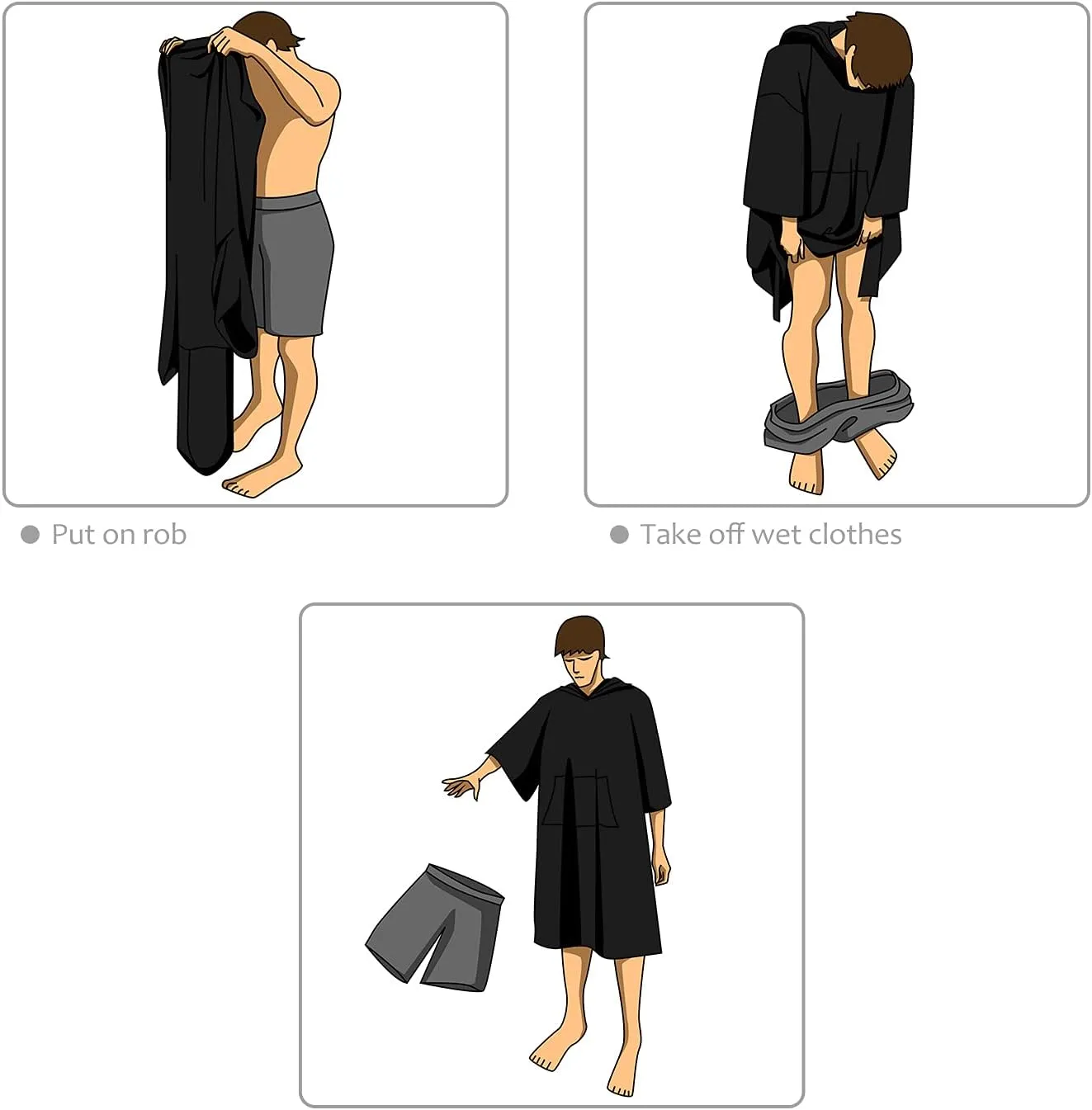 Catalonia Absorbent Surf Poncho Men Women, Quick Dry Towel Changing Poncho, Hooded Towel Poncho Adult, Changing Robe for Beach Surfing Swimming