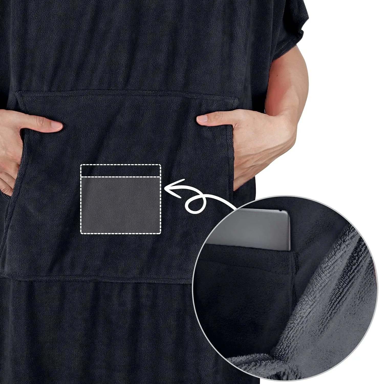 Catalonia Absorbent Surf Poncho Men Women, Quick Dry Towel Changing Poncho, Hooded Towel Poncho Adult, Changing Robe for Beach Surfing Swimming